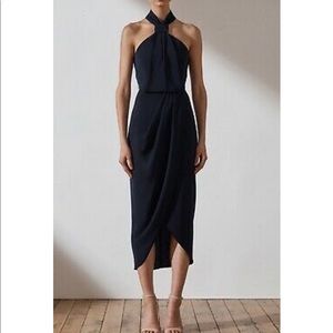 KNOT DRAPED DRESS. EXCELLENT CONDITION. WORN TWICE SIZE 8. NAVY